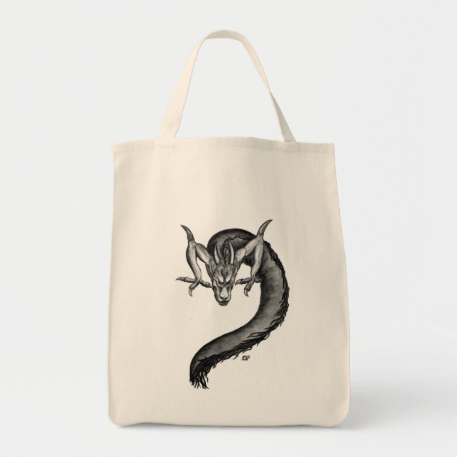 Dragon black and white Design Tote Bag (Front)