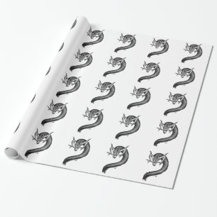 Dragon black and white Design Wrapping Paper