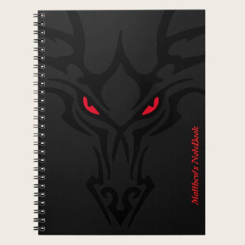 Dragon Black Dark Scary Red Glowing Eyes name Notebook