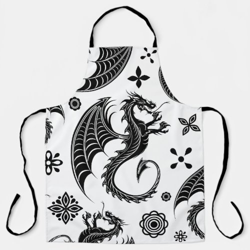 Dragon Black Shape Tattoo Style Apron
