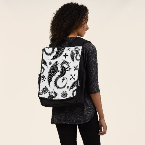 Dragon Black Shape Tattoo Style Backpack