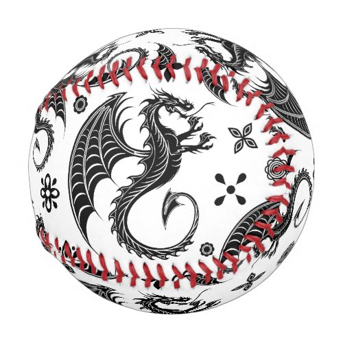 Dragon Black Shape Tattoo Style Baseball