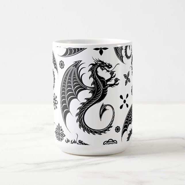 Dragon Black Shape Tattoo Style Coffee Mug (Center)