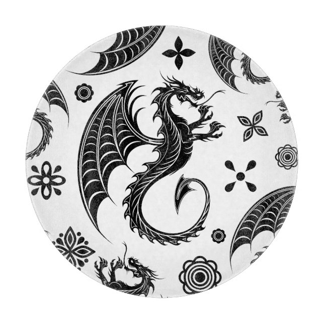Dragon Black Shape Tattoo Style Cutting Board (Front)