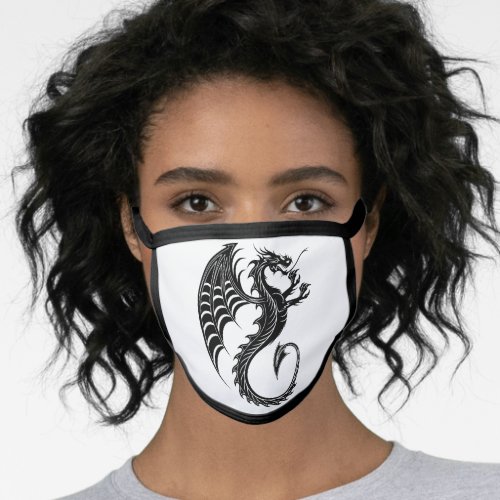 Dragon Black Shape Tattoo Style Face Mask