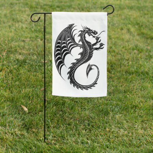 Dragon Black Shape Tattoo Style Garden Flag