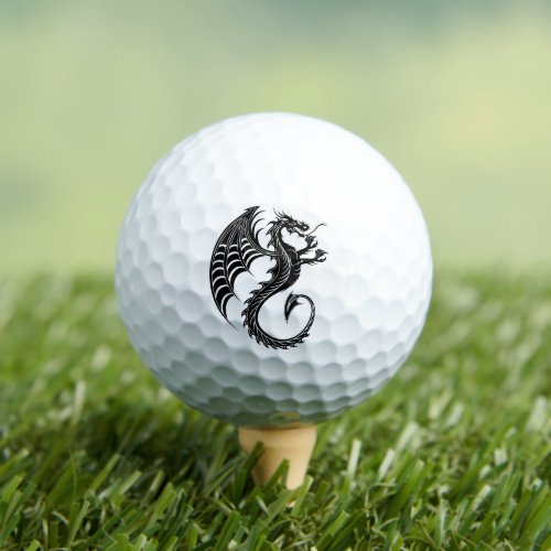 Dragon Black Shape Tattoo Style Golf Balls