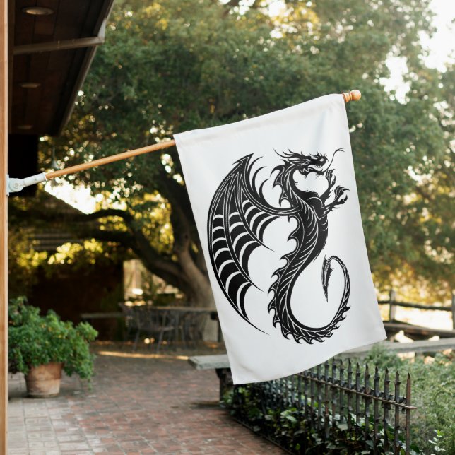 Dragon Black Shape Tattoo Style House Flag (In SItu)