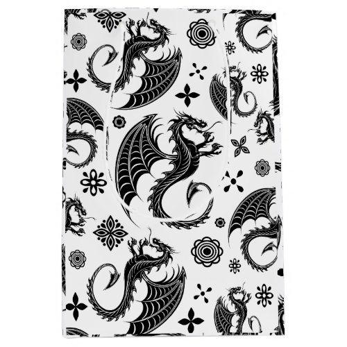 Dragon Black Shape Tattoo Style Medium Gift Bag