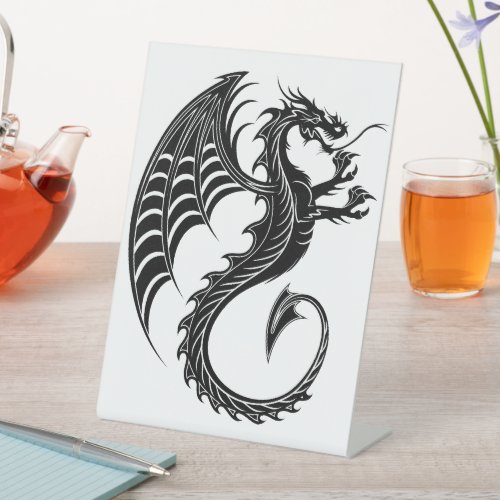 Dragon Black Shape Tattoo Style Pedestal Sign