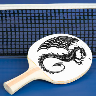 Dragon Black Shape Tattoo Style Ping Pong Paddle