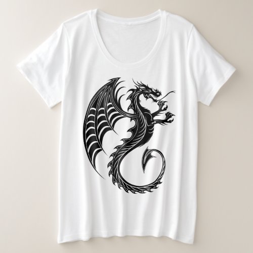 Dragon Black Shape Tattoo Style Plus Size T_Shirt