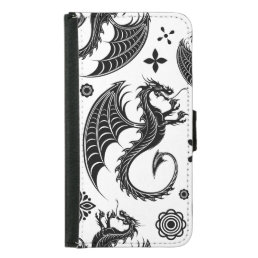 Dragon Black Shape Tattoo Style Samsung Galaxy S5 Wallet Case