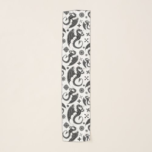 Dragon Black Shape Tattoo Style Scarf