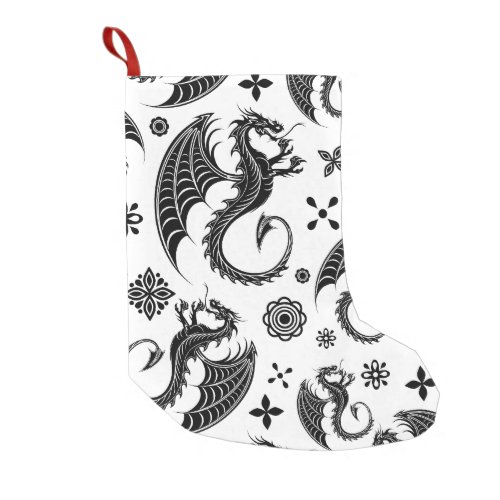 Dragon Black Shape Tattoo Style Small Christmas Stocking