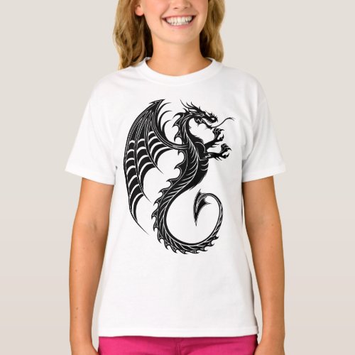 Dragon Black Shape Tattoo Style T_Shirt