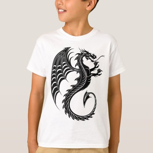 Dragon Black Shape Tattoo Style T_Shirt