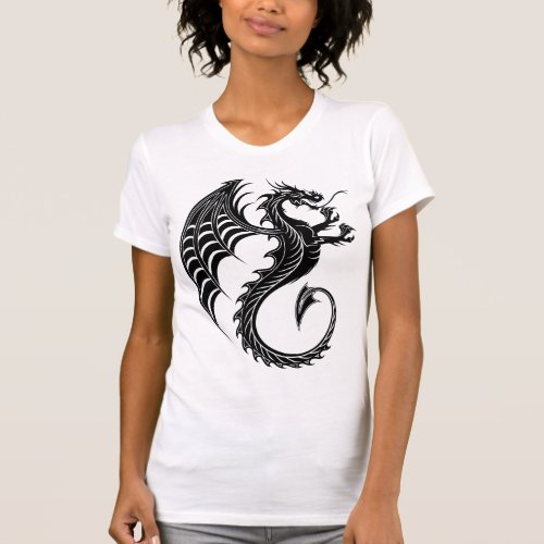 Dragon Black Shape Tattoo Style T_Shirt