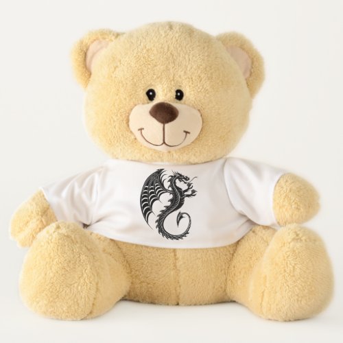 Dragon Black Shape Tattoo Style Teddy Bear