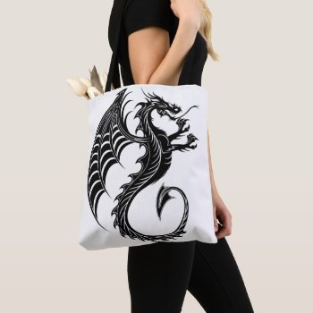 Dragon Black Shape Tattoo Style Tote Bag by Bluedarkat at Zazzle