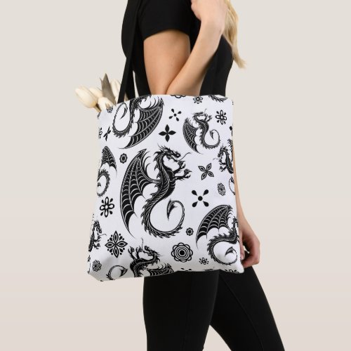 Dragon Black Shape Tattoo Style Tote Bag