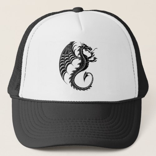 Dragon Black Shape Tattoo Style Trucker Hat