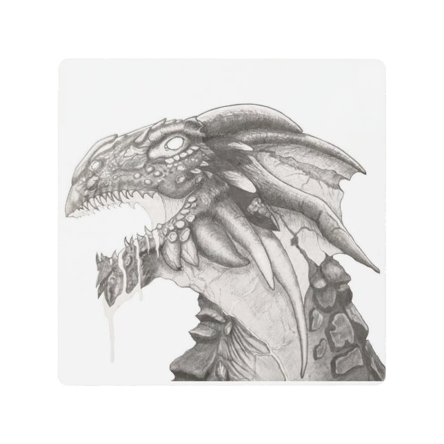 Dragon Black White Sketch Traditional Art (Front)