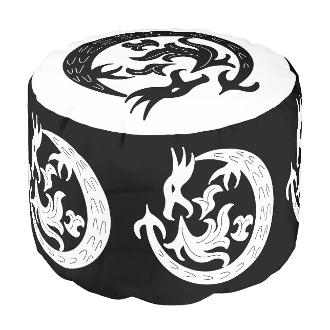 Dragon Blowing Fire   Pouf (Angled Front)