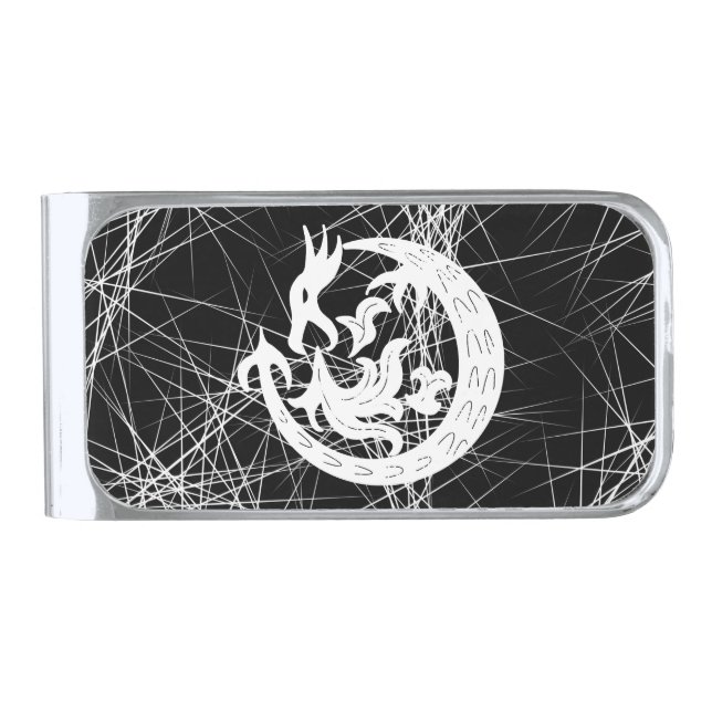 Dragon Blowing Fire   Silver Finish Money Clip (Front)