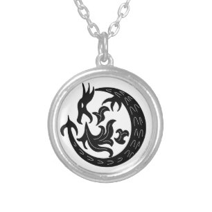 Dragon Blowing Fire Silver Plated Necklace