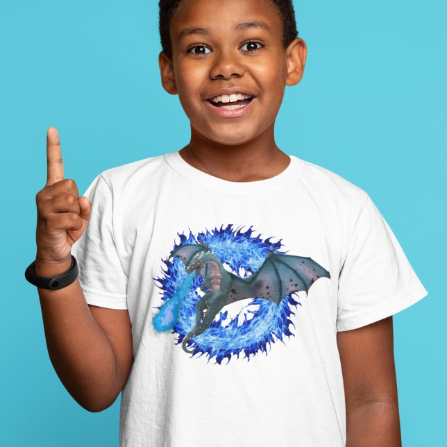 Dragon Blue Fire Breathing Personalized T-Shirt (Creator Uploaded)