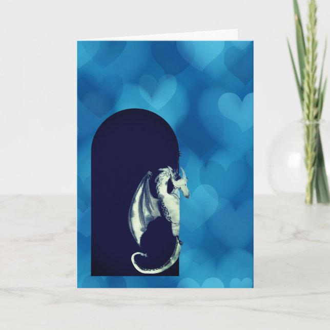 Dragon Blue Hearts Granddaughter Valentine's Day Card (Front)