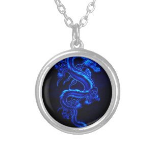DRAGON BLUES SILVER PLATED NECKLACE