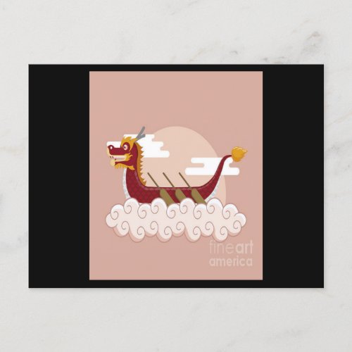 Dragon Boat Chinese Festival Sport Cartoon Clouds Postcard