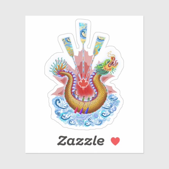 Dragon Boat Logo with Red Maple Leaf Sticker (Sheet)