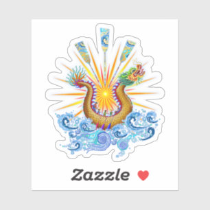 Dragon Boat Logo with Sun Rays Sticker