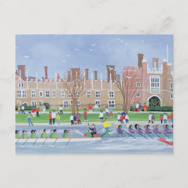 Dragon boat racing at Hampton Court 1993 Postcard (Front)