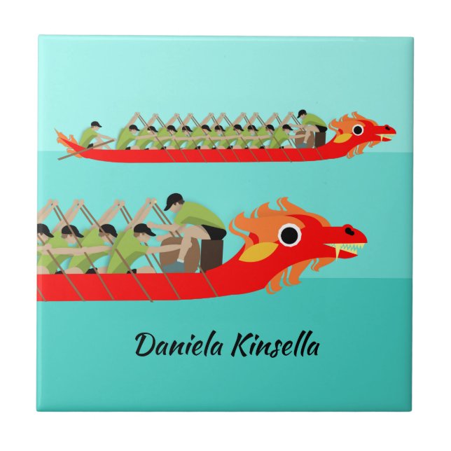 Dragon Boat Racing Ceramic Tile (Front)
