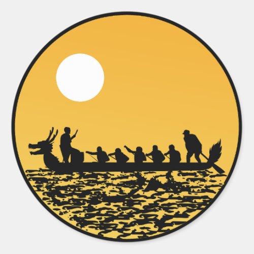 Dragon Boat Racing Crew Paddlers Water Sport Classic Round Sticker