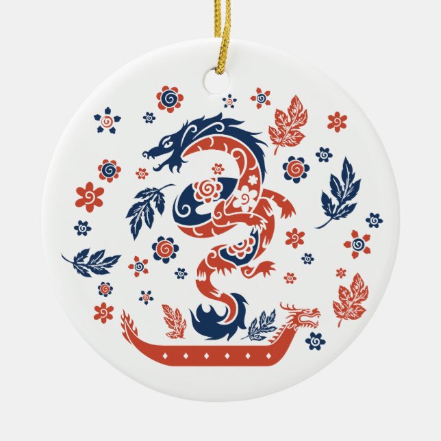 Dragon Boat Racing Design Ceramic Ornament (Front)