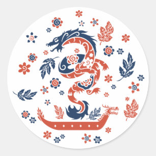Dragon Boat Racing Design Classic Round Sticker