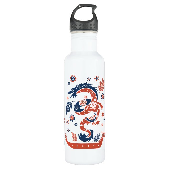 Dragon Boat Racing Design Stainless Steel Water Bottle (Front)