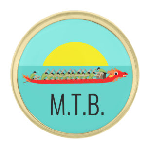 Dragon Boat Racing Gold Finish Lapel Pin