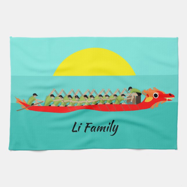 Dragon Boat Racing Kitchen Towel (Horizontal)