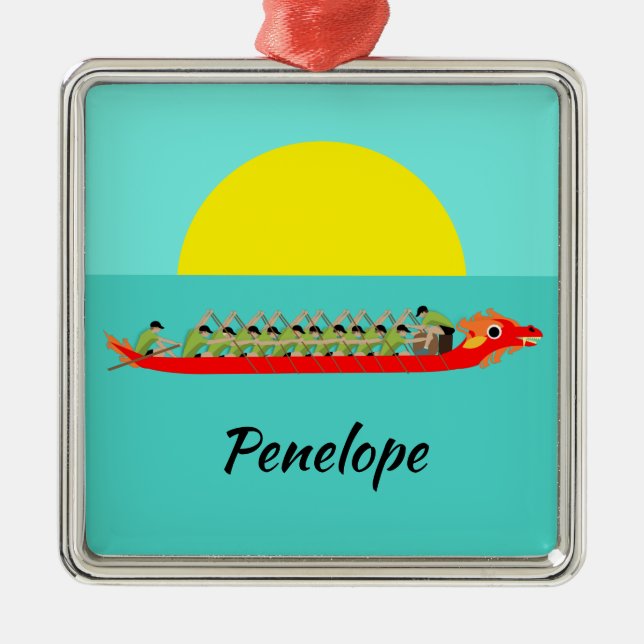 Dragon Boat Racing Metal Ornament (Front)