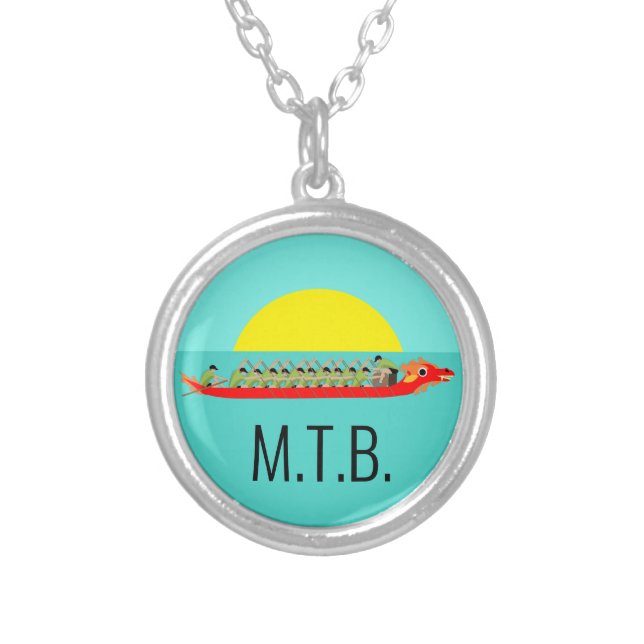 Dragon Boat Racing Silver Plated Necklace (Front)