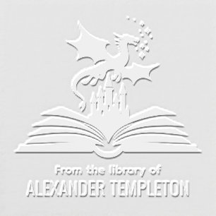 Dragon Book Castle “From the Library of” Name SQ Embosser