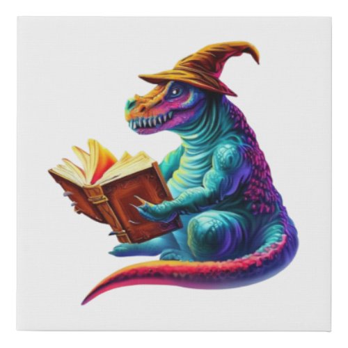 Dragon Bookworm _ Cute Fantasy Reading Lover Desig Faux Canvas Print