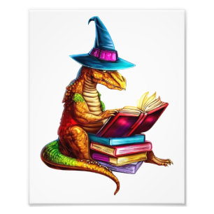 Dragon Bookworm - Cute Fantasy Reading Lover Desig Photo Print