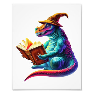 Dragon Bookworm - Cute Fantasy Reading Lover Desig Photo Print